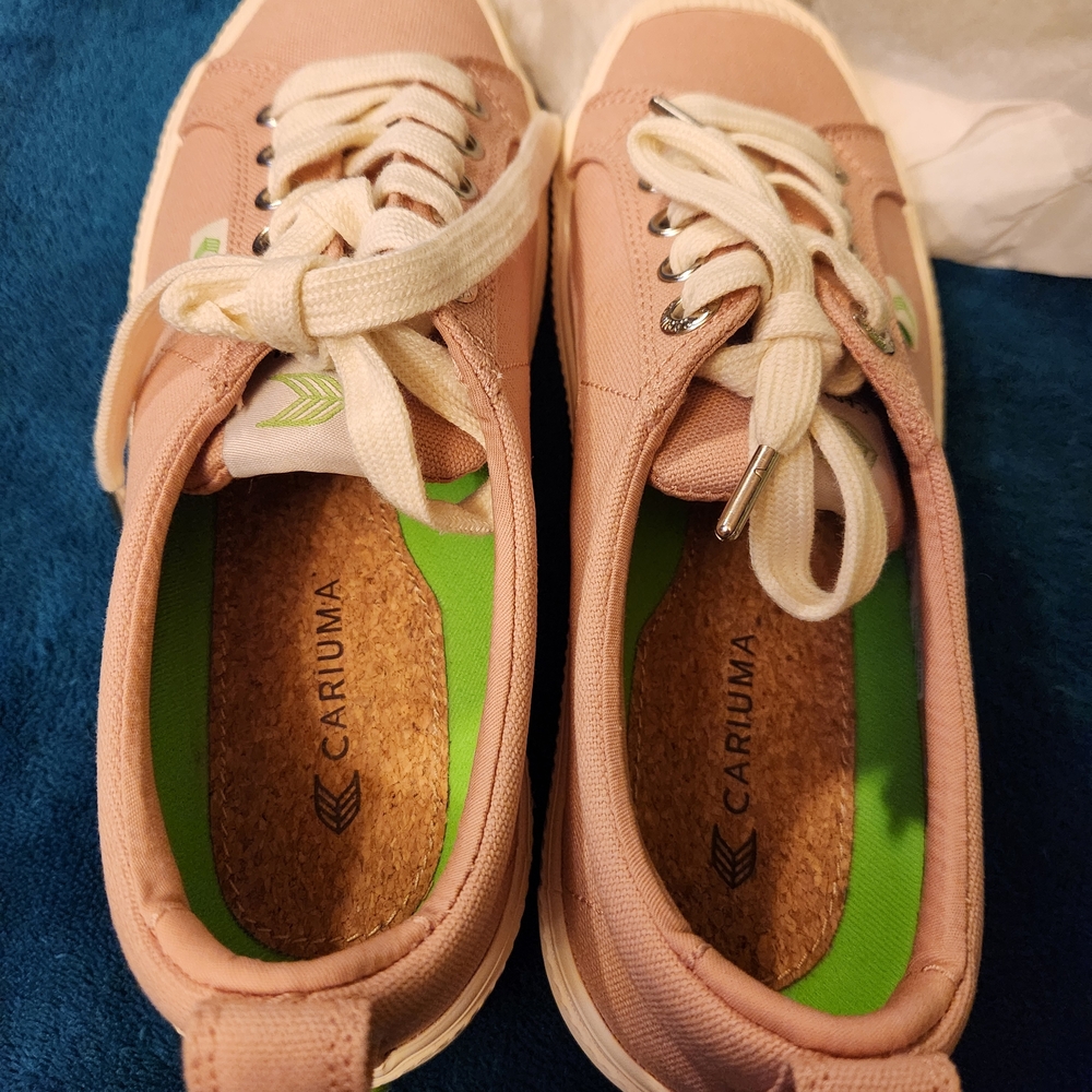Pink Canvas Sneakers with White Laces Women's Multi Sizes - Picture 3 of 5